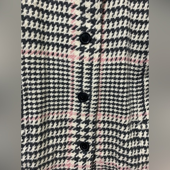 Marvin Richard’s Vintage Wool Blend Houndstooth Pink and Grey Pea Coat - Picture 10 of 14